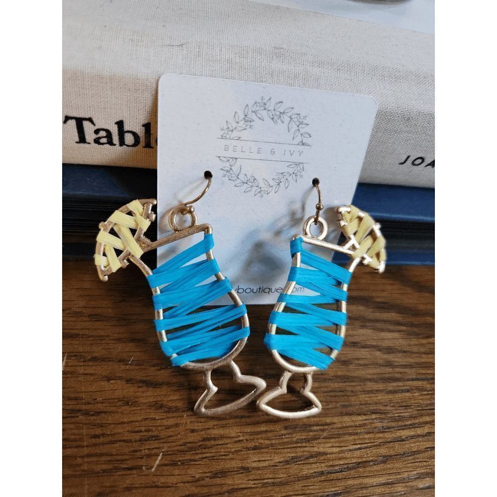 Gold braided cocktail earrings with lemon - Picture 4 of 4